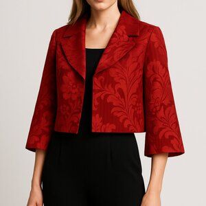 Oscar de la Renta Red Cropped Jacket